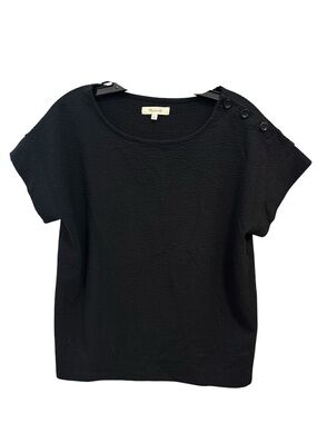 Madewell Black Textured Button-Shoulder Top size small